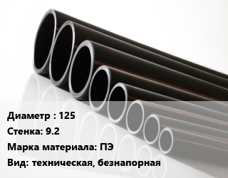 Труба полиэтиленовая 125х9.2 ПЭ техническая, безнапорная, кг, 13.6 цена от 379.13 ₼ / м, где купить, условия доставки в Баку и Бакинская области
